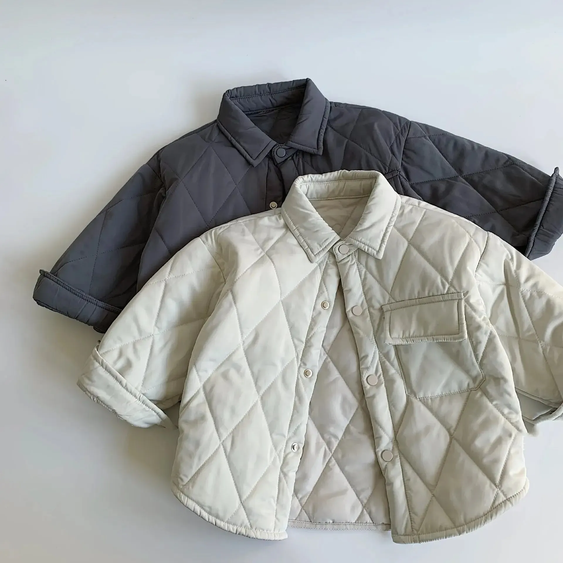 Quilted Solid Collar Jacket