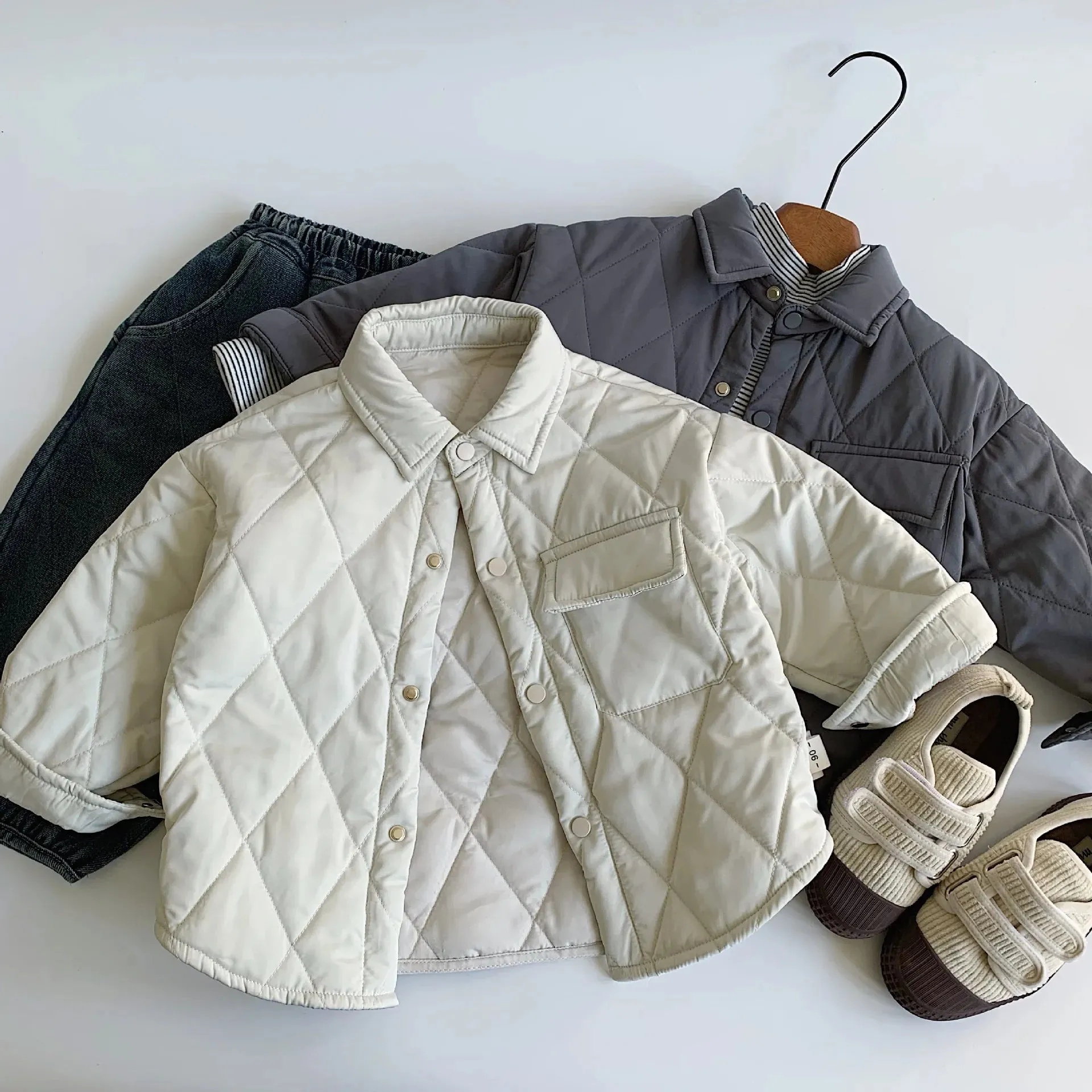 Quilted Solid Collar Jacket