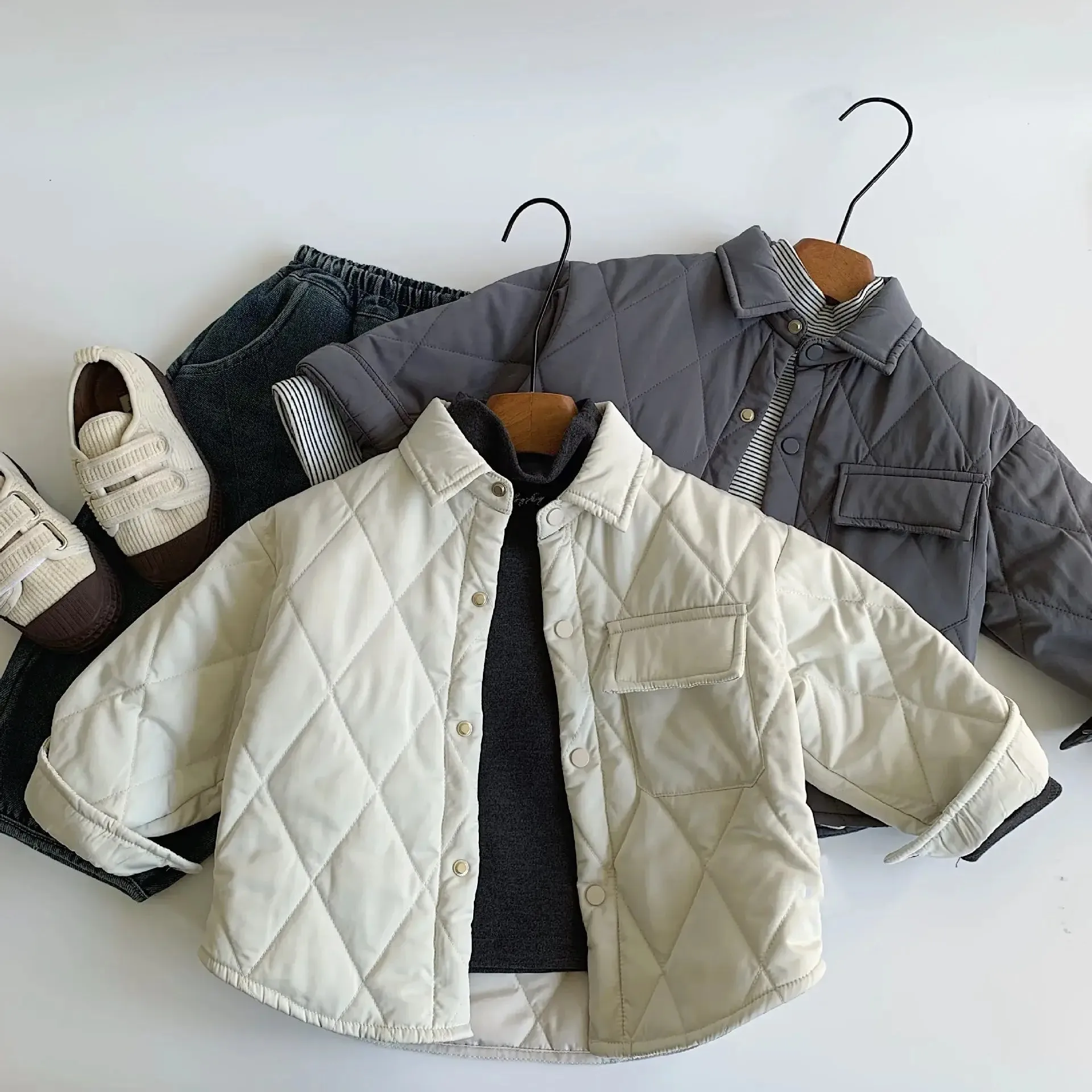 Quilted Solid Collar Jacket