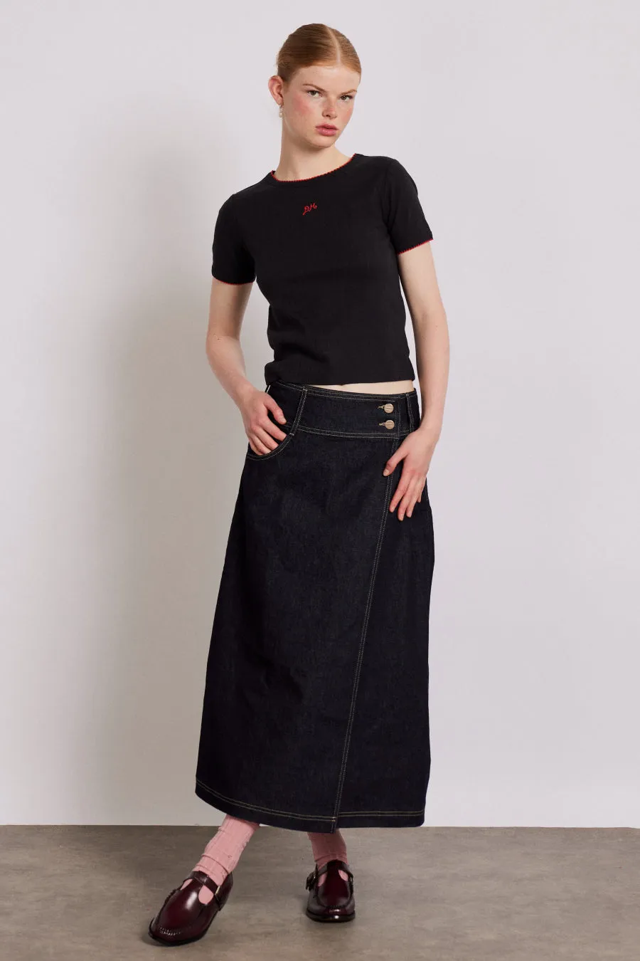 raye denim skirt - dark indigo