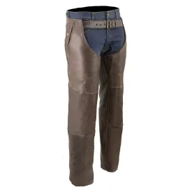 Retro Brown Naked Leather - Snap Out Thermal 4-Pockets Motorcycle Chap - ML1191RT