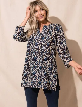 Sanchi Cotton Tunic - Navy- Medium Only