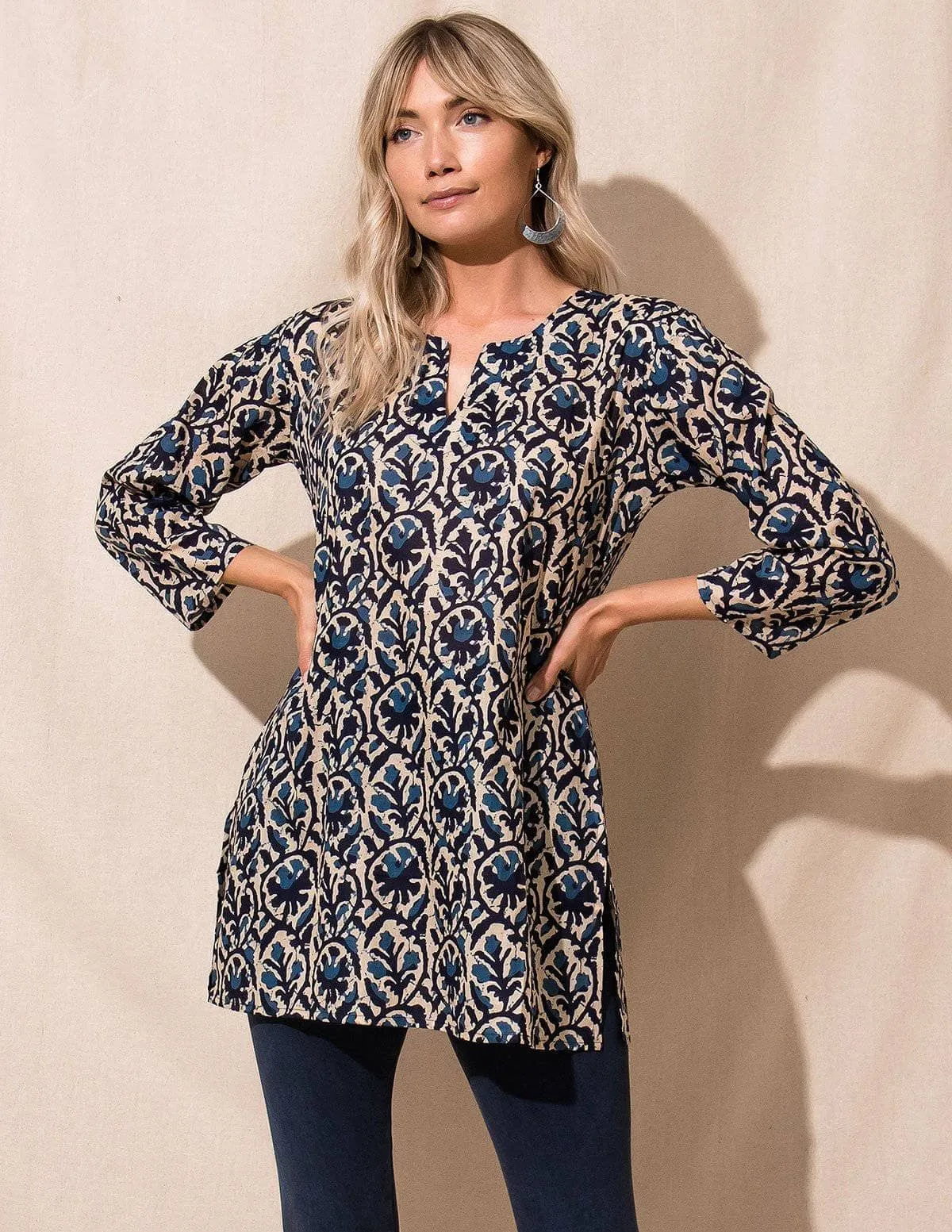 Sanchi Cotton Tunic - Navy- Medium Only