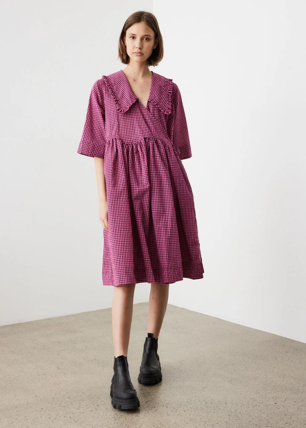 Seersucker Wrap Dress