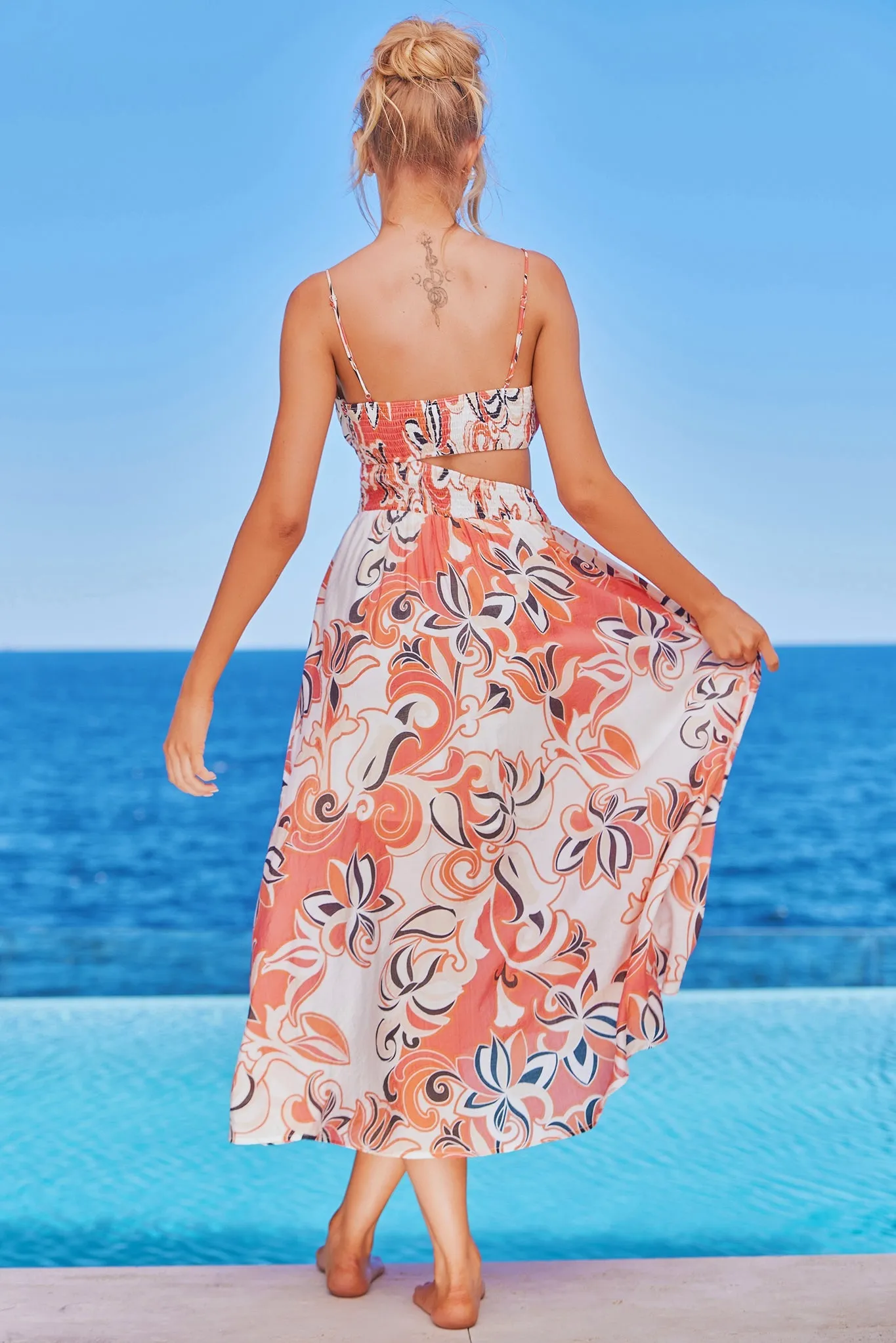 Spirited Midi Dress - Coral Multi