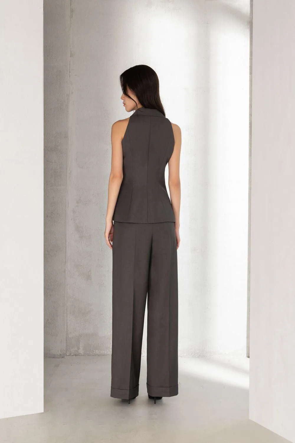 Stormi Straight Ribbed Polycotton Floor Length Trousers