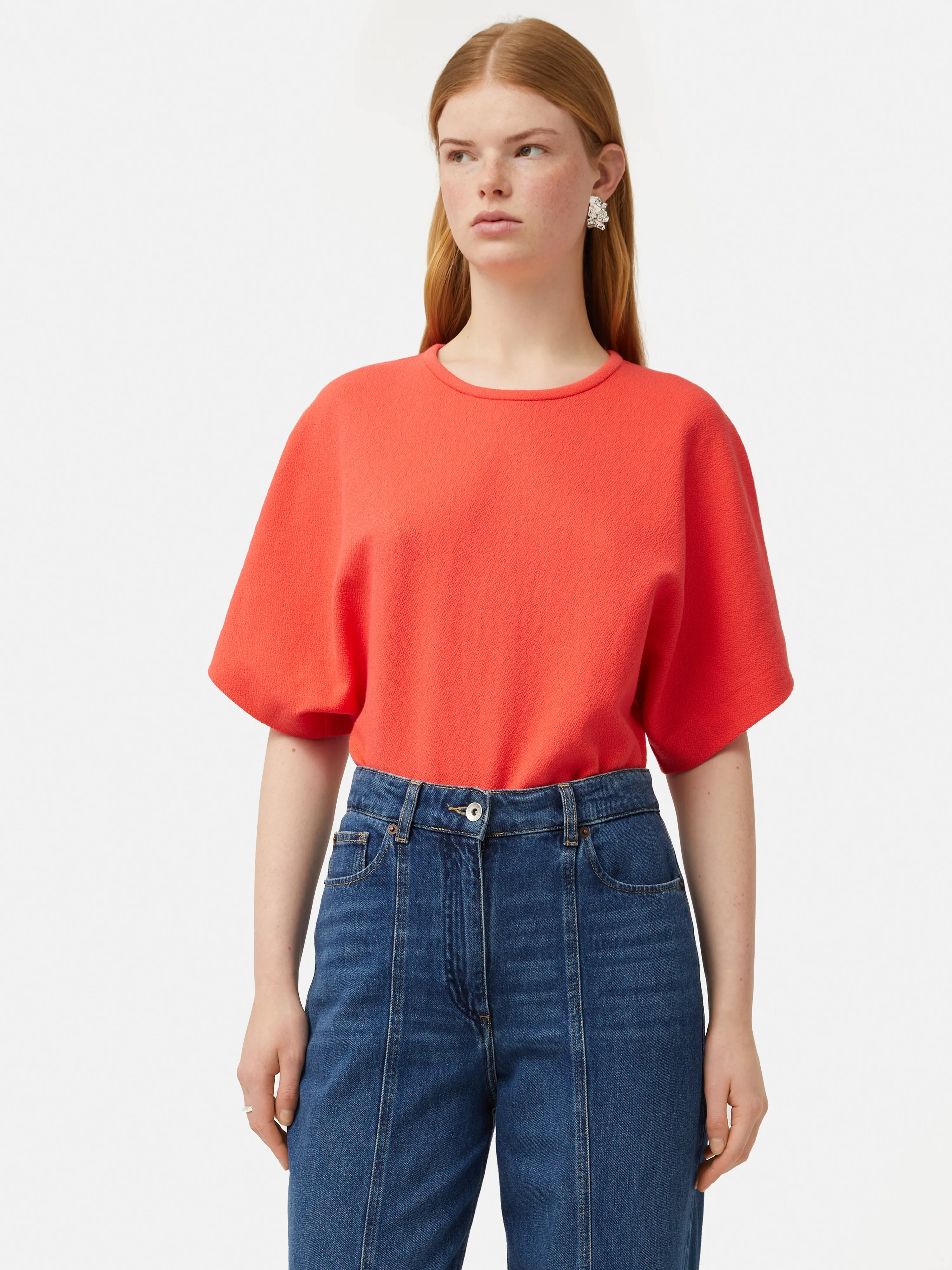 Textured Jersey Top | Coral