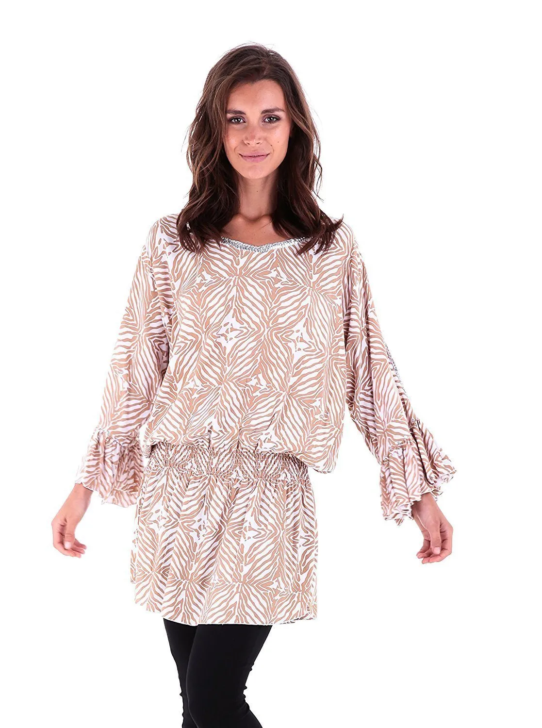 Tunic Top with Hand-Sewn Silver Sequins