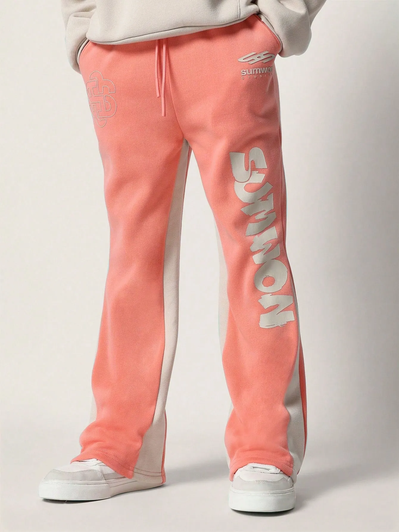 Tween Girls Flared Fit Colour Block Jogger With Print