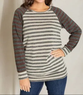 Two Tone Terry Stripe Tunic